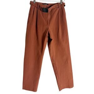 Rachel Comey Rust Brown Belted Pleated Straight Leg High Rise Pants Size 00